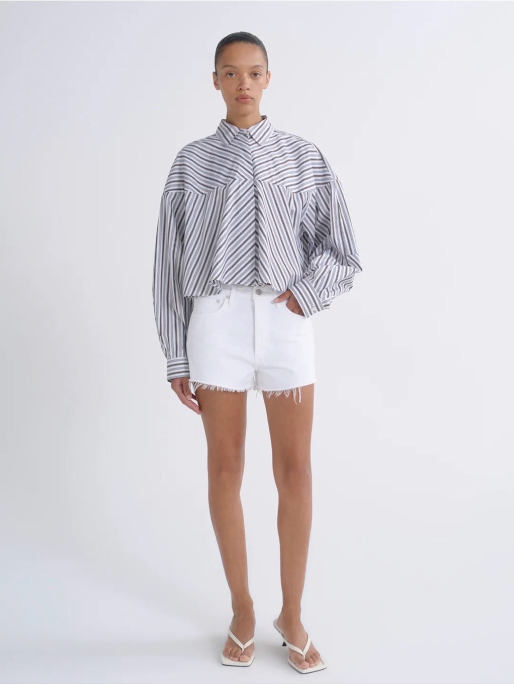 AGOLDE Parker Vintage Cut Off Shorts - White Denim Cutoff Shorts